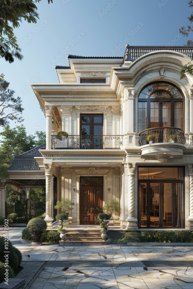 Luxury Mansion Exterior Design Illustration Luxury Mansion Exterior Design Illustration
