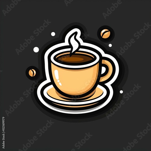 A cup of coffee with coffee beans