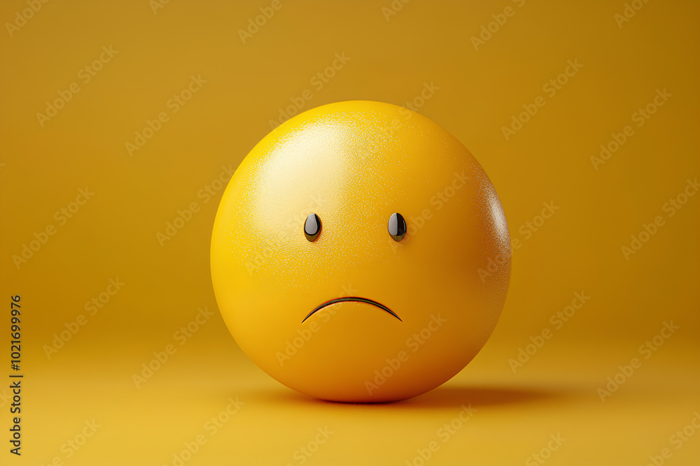 Yellow sad face with a frowning mouth Yellow sad face with a frowning mouth