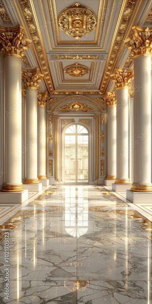 Fototapeta premium Luxury Golden Hall Interior Design