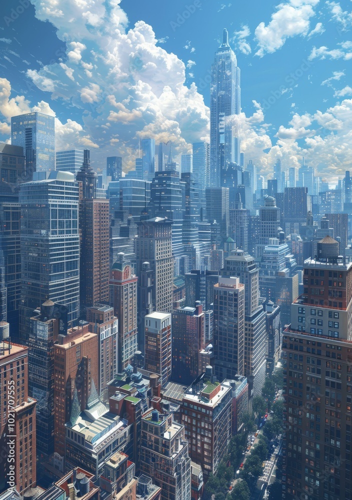 Obraz premium Futuristic Cityscape Illustration