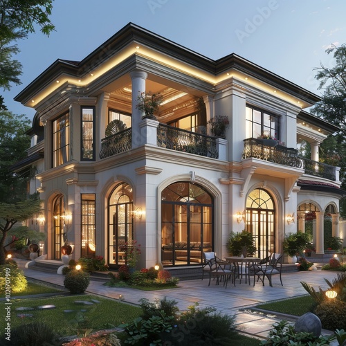 Luxury Mansion Exterior Design with Elegant Architecture