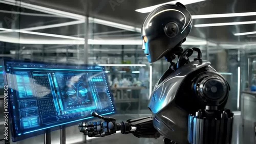 Smart city digital world metaverse, 3D AI artificial intelligence robot engineer digital technology security power energy sustainable environment technology futuristic interface, 3D city interface