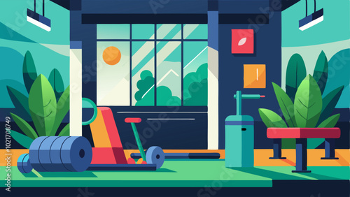 The overall aesthetic of the fitness center is modern and sleek with pops of color and greenery throughout. The gym is a welcoming and inclusive space for all fitness levels and