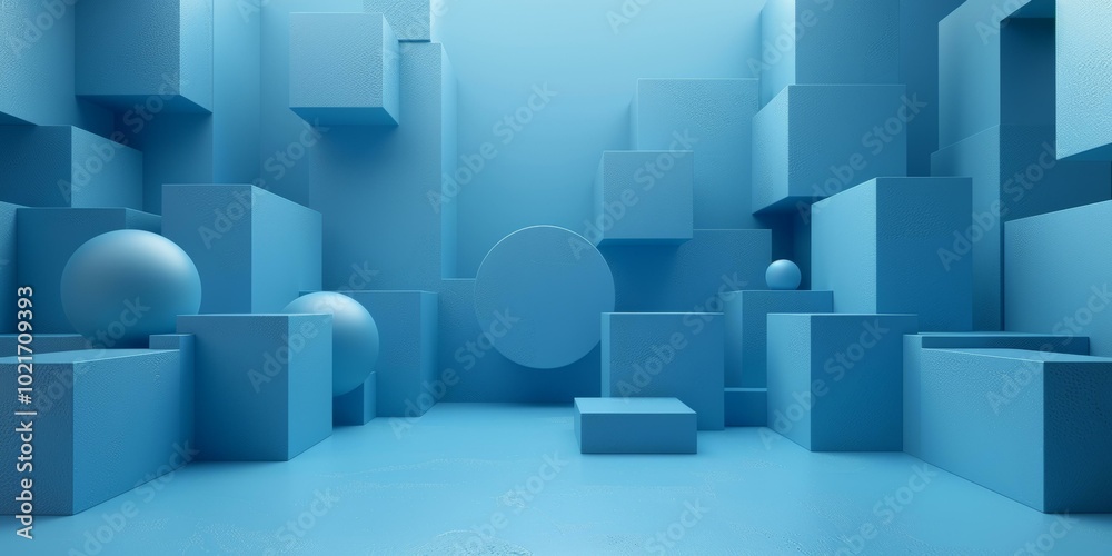 Abstract Geometric Shapes Composition in Light Blue Abstract Geometric Shapes Composition in Light Blue