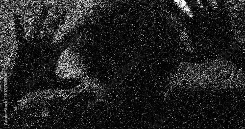 Silhouette of a mad male person or ghost and static tv black and white noise, scary movie tv screen noise