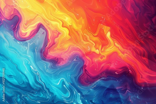 Abstract Colorful Flowing Paint Art