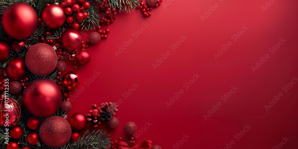 The elegant red Christmas background with ornaments exudes warmth, joy, and festive cheer, bringing a sense of celebration and holiday spirit. Get into the festive mood with this cozy setting The elegant red Christmas background with ornaments exudes warmth, joy, and festive cheer, bringing a sense of celebration and holiday spirit. Get into the festive mood with this cozy setting
