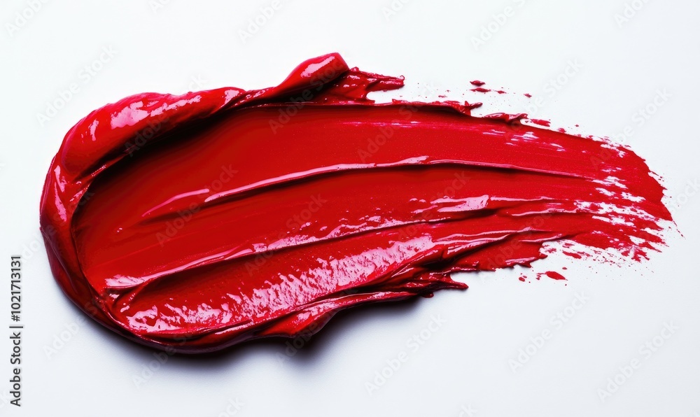 A red brush stroke on a white background A red brush stroke on a white background