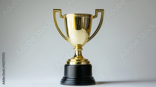 Golden Trophy on White Background with Copy Space Generative AI