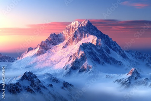 Stunning Mountain Peak at Dawn in Soft Colors
