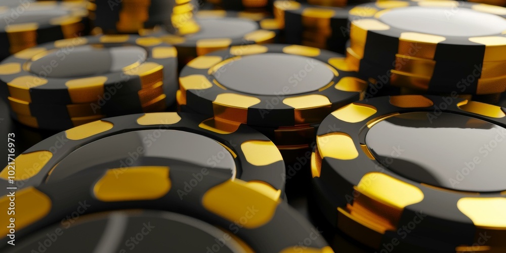 Fototapeta premium Black and gold casino chips background