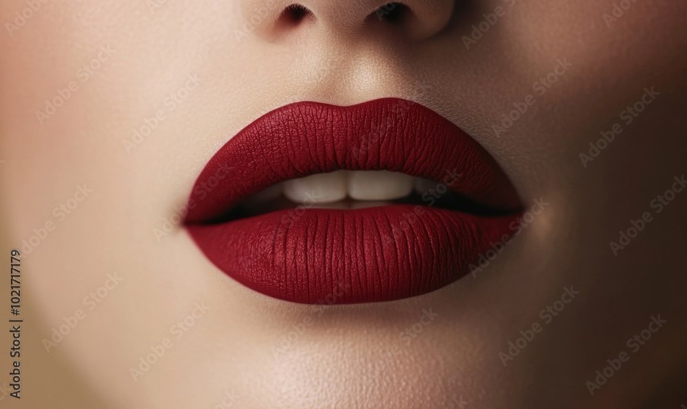 Obraz premium A woman's lips are painted red