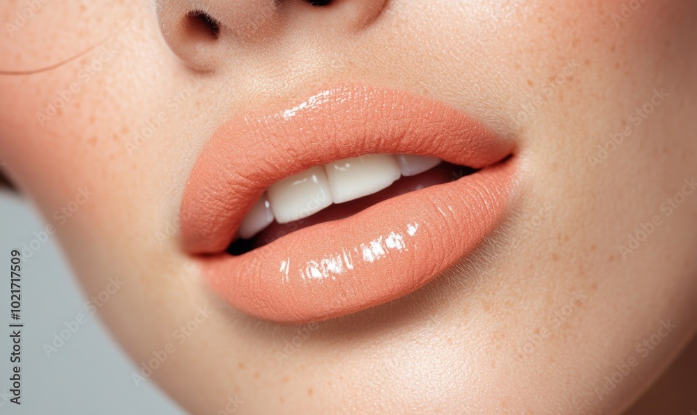 Naklejka premium A woman with a bright orange lip color