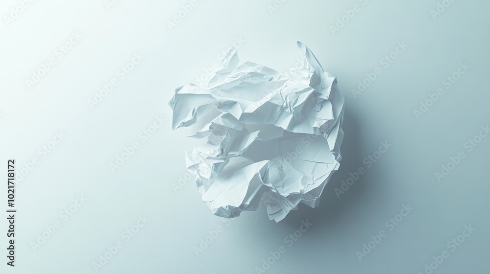 Abstract Shape Formed from Crumpled Paper on White Background, Representing Creative Idea Development Generative AI Abstract Shape Formed from Crumpled Paper on White Background, Representing Creative Idea Development Generative AI