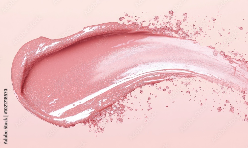 A pink lip gloss with glittery particles A pink lip gloss with glittery particles