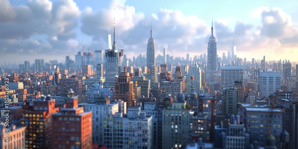 Naklejka premium New York City Skyline Architectural Illustration