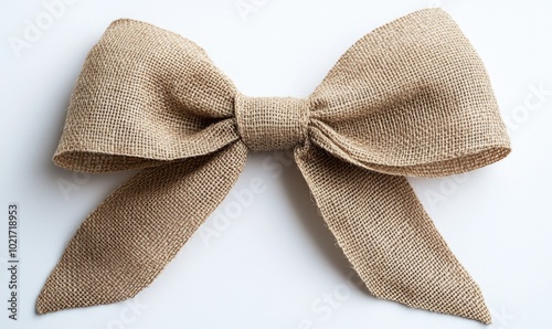 A brown ribbon with a bow is shown on a white background