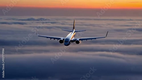 Airplan flying over clouds