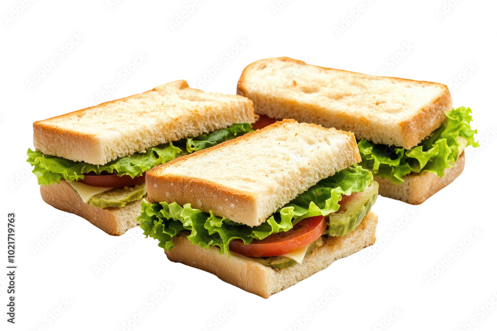 Healthy Sandwiches: Whole Grain Bread with Ham and Lettuce on Transparent Background Healthy Sandwiches: Whole Grain Bread with Ham and Lettuce on Transparent Background