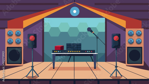 The sound booth at the back of the hall was equipped with stateoftheart equipment for audio and lighting.