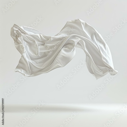 White Fabric Floating in the Air