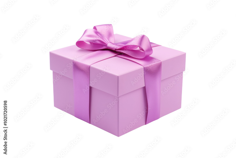 Fototapeta premium purple gift box isolated on transparent background cutout