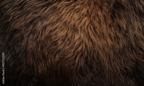 The fur of a brown bear is shown in detail, with the texture