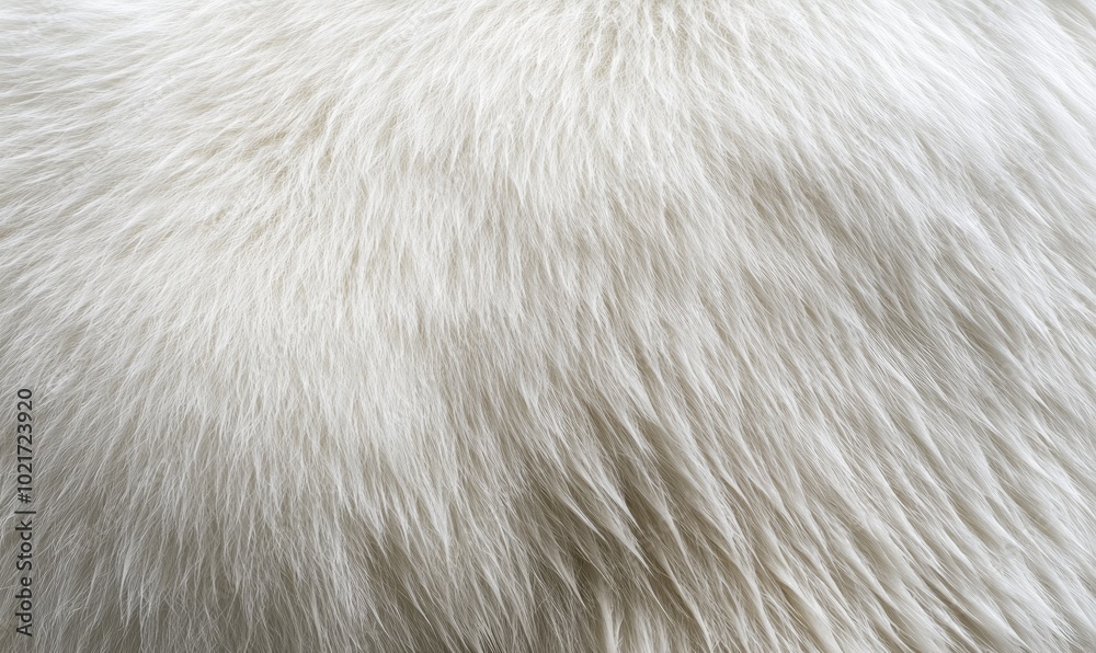The fur of a white animal is shown in detail, with the texture The fur of a white animal is shown in detail, with the texture