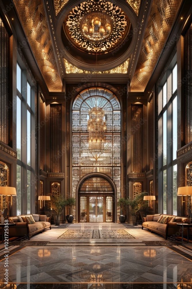 Fototapeta premium Luxury Grand Hall Interior Design Illustration
