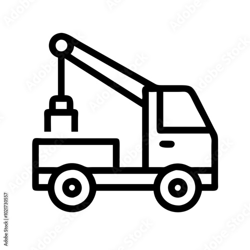 picker truck with a crane arm Silhouette vector art illustration
