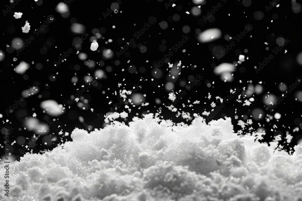 Black and white photo of snow falling on snow Black and white photo of snow falling on snow