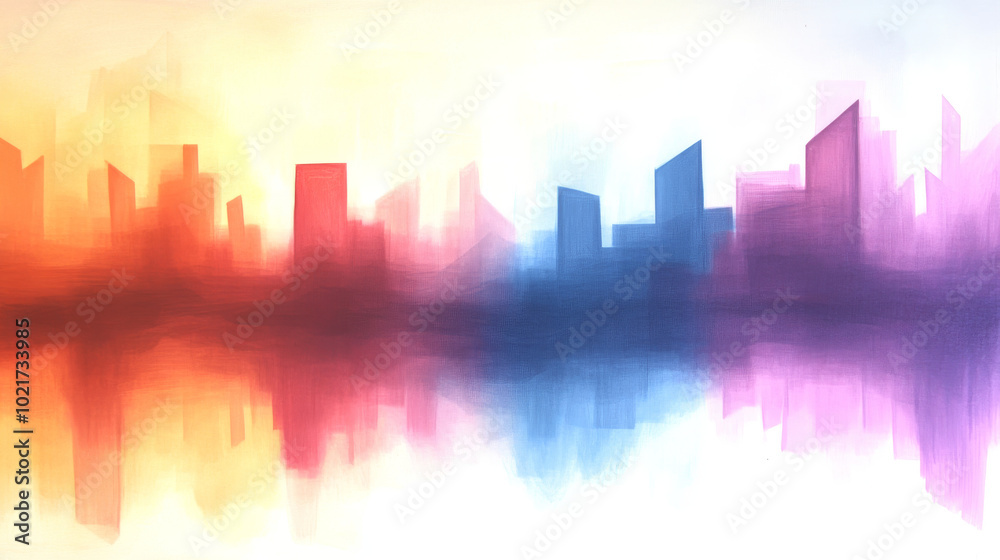 Abstract cityscape in warm and cool colors. Abstract cityscape in warm and cool colors.
