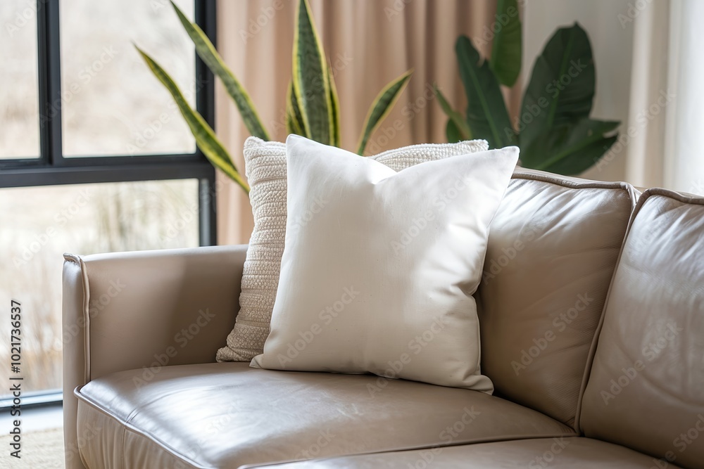 Throw Pillow Mockup: A Stylish Design Showcasing a Soft, Comfortable Cushion Against a Modern Interior Background for Creative Decoration Ideas. Throw Pillow Mockup: A Stylish Design Showcasing a Soft, Comfortable Cushion Against a Modern Interior Background for Creative Decoration Ideas.