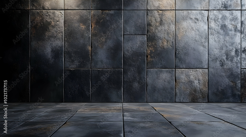 Dark Grunge Tiled Wall and Floor Background 3D Dark Grunge Tiled Wall and Floor Background 3D