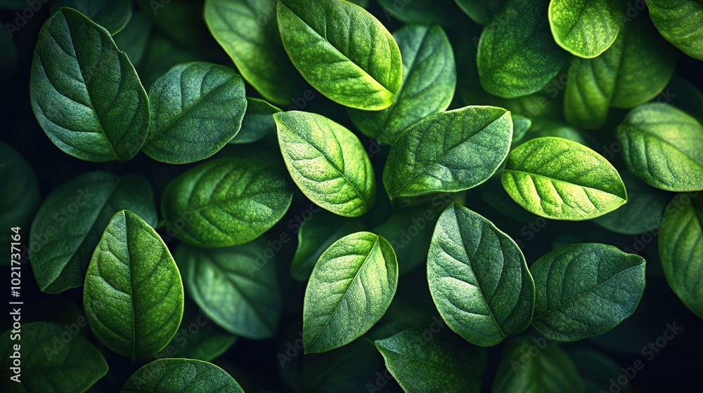 Close-up of vibrant green leaves. Close-up of vibrant green leaves.