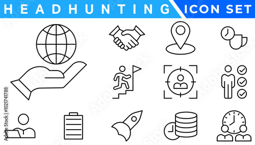 Headhunting line icons set. Recruitment, resume, candidate, interview simple icon. headhunting symbol