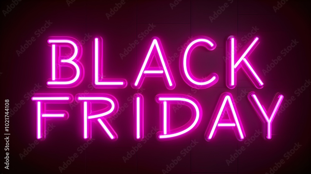 Pink 'BLACK FRIDAY' Neon Sign on an elegant Dark Background Pink 'BLACK FRIDAY' Neon Sign on an elegant Dark Background