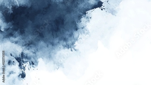 Splatter of blue paint with watercolor stains on transparent background. PNG file with transparent background, cut-out version