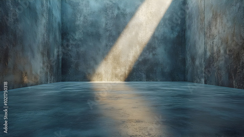 Concrete Room With Light Rays 3D Illustration