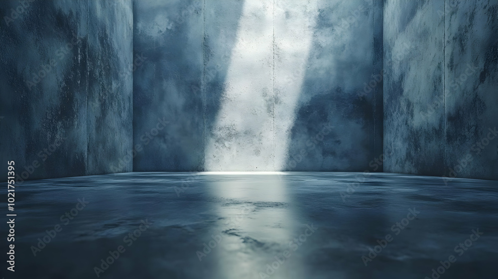 Grungy Concrete Room with Light Beam - 3D Illustration Grungy Concrete Room with Light Beam - 3D Illustration
