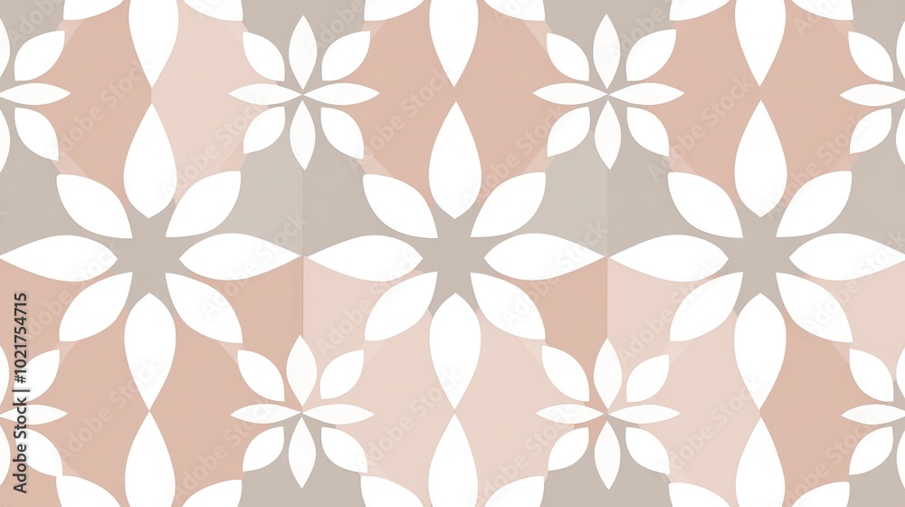 Beige and white wallpaper with a floral design on the base and a white blossom at the center Beige and white wallpaper with a floral design on the base and a white blossom at the center