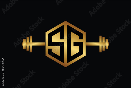 S, G, SG OR GS GYM AND FITNESS LOGO IN HEXAGON SHAPE.