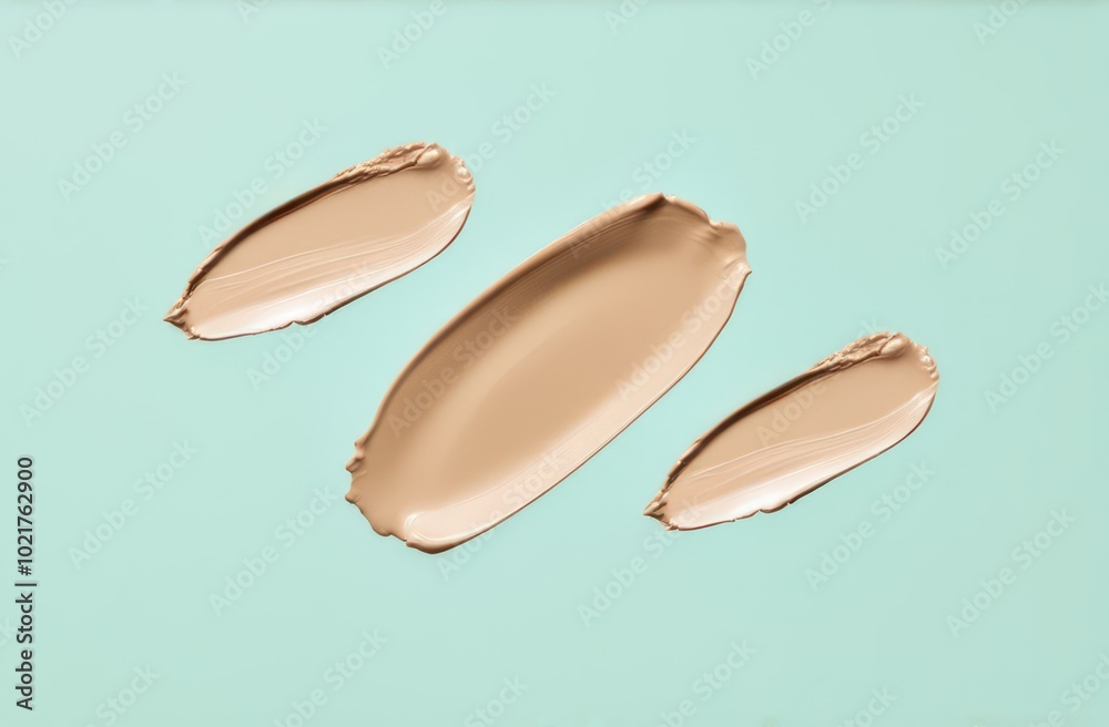 Fototapeta premium Oil or cream or scrub macro texture smears. Skincare Texture Swatch. Natural gel smears or drops placed on pastel green background. Face Cream. Cleanser Serum Treatment. Pastel colors.