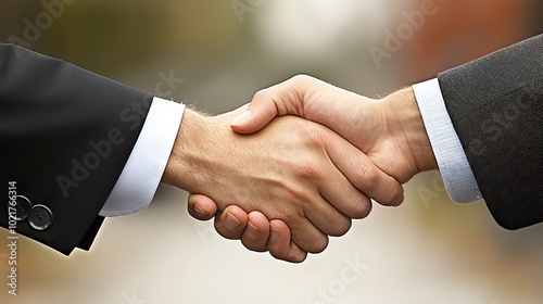 Two individuals engaging in a handshake, symbolizing agreement, partnership, or a successful business interaction.