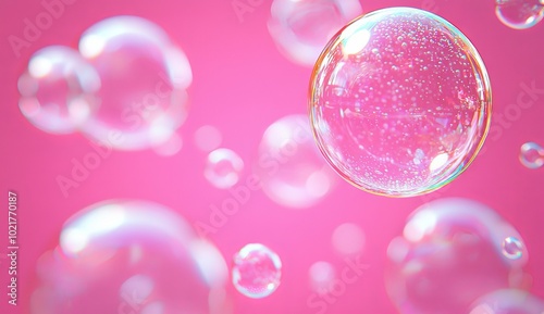 Pink background with floating bubbles