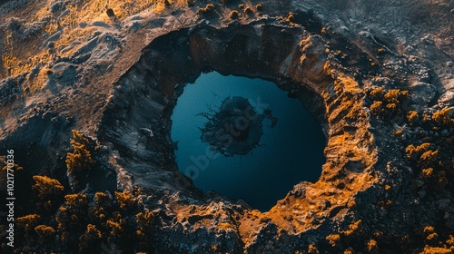 Wallpaper Mural Aerial view of a volcanic crater landscape for travel or geological documentary use Generative AI Torontodigital.ca