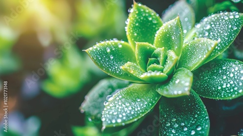 Close-up of a Succulent with Water Droplets on its Leaves for Gardening and Nature Concepts Generative AI