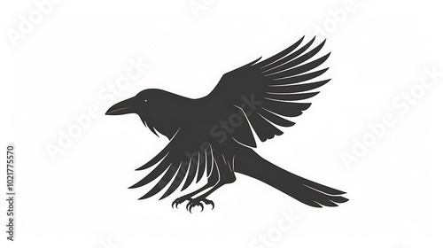 Create a sleek minimalistic raven logo icon isolated on a white background