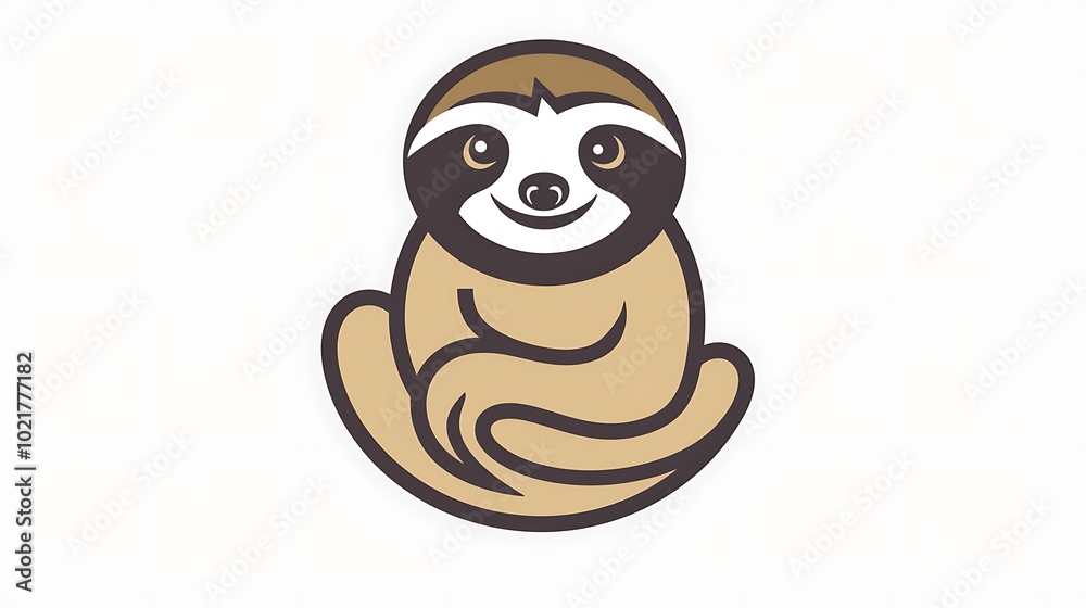 Create a sleek minimalistic sloth logo icon isolated on a white background Create a sleek minimalistic sloth logo icon isolated on a white background